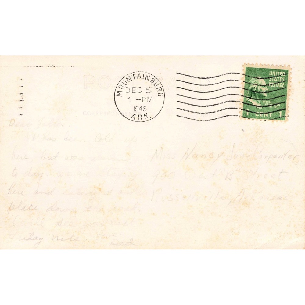 Watkins Courts Mountainburg Arkansas AR RPPC Real Photo Postcard 1946 Route 71 - Picture 2 of 2